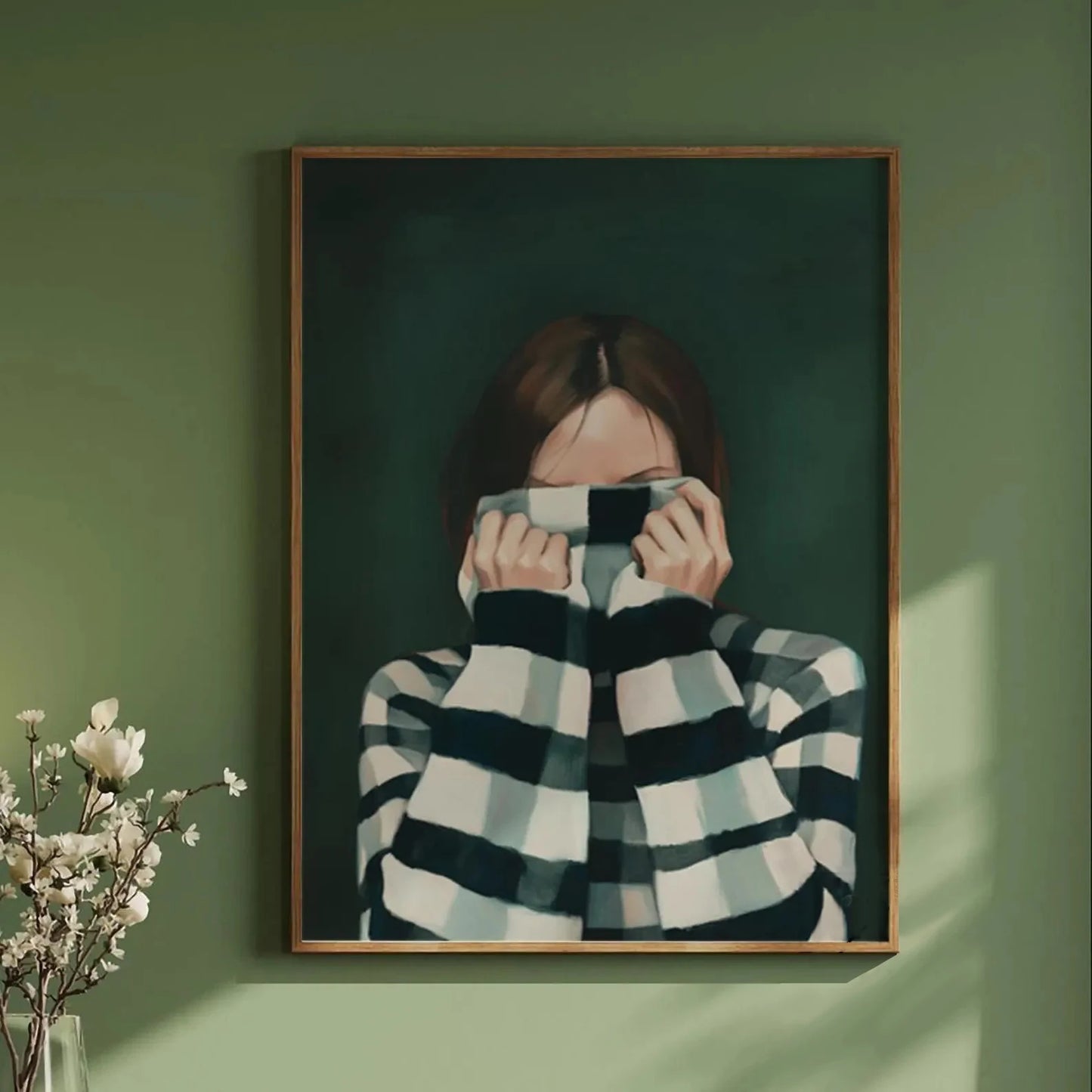 Green Abstract Flower Woman Canvas Print | Japandi Wall Art