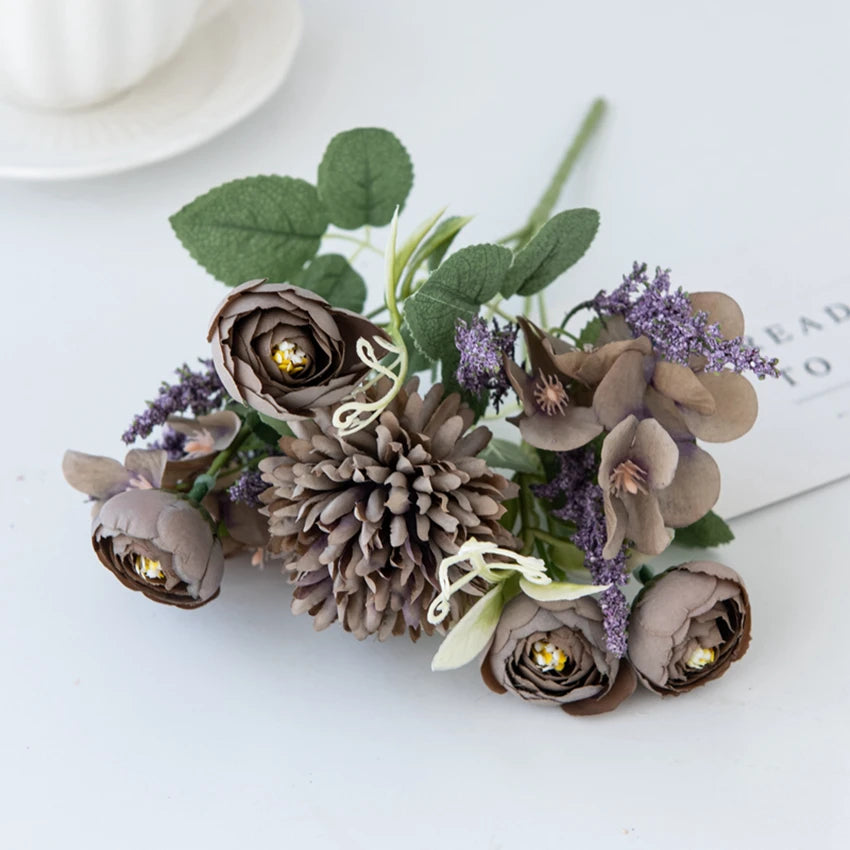 Silk Hydrangea & Tea Rose Artificial Flowers | UV Protection