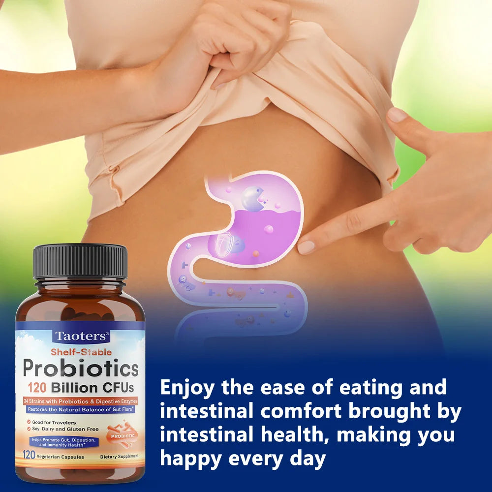 Probiotics 120 Billion CFU 34 Strains + Prebiotics & Enzymes
