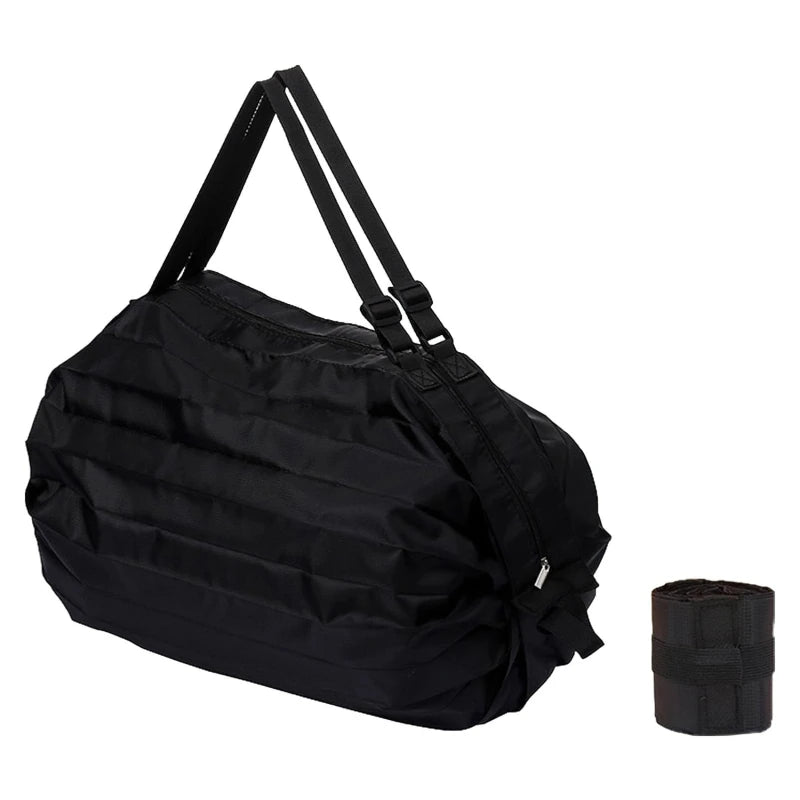Large Capacity Thickened Shopping Bag Multiple Fashion Foldable Environmentally Friendly One Shoulder Portable Supermarket Bags Peaceful Pleasures Health and Wellness Pure black