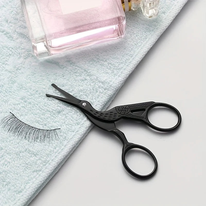 Round Head Stainless Steel Nose Hair Scissors Stork Type BeautyScissors For Eyebrows Nose Hair Beard Ear Hair Eyebrow Scissors Peaceful Pleasures Health and Wellness