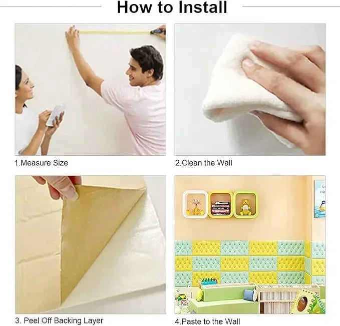 Thickened self-adhesive 3D wall sticker wallpaper tatami anti-collision wall pad children's bedroom living room soft foam pad Peaceful Pleasures Health and Wellness