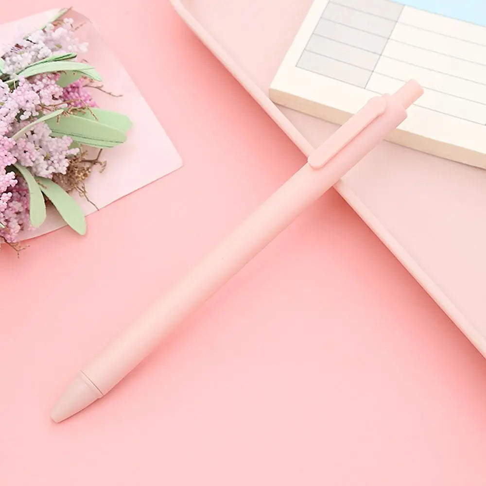 Smooth Office Gift 0.5mm Fine Funny Pens Press Pen Student Stationery Black Ink Pens Sign Pen Macaron Pens Manual Gel Pens Peaceful Pleasures Health and Wellness pink-1PC