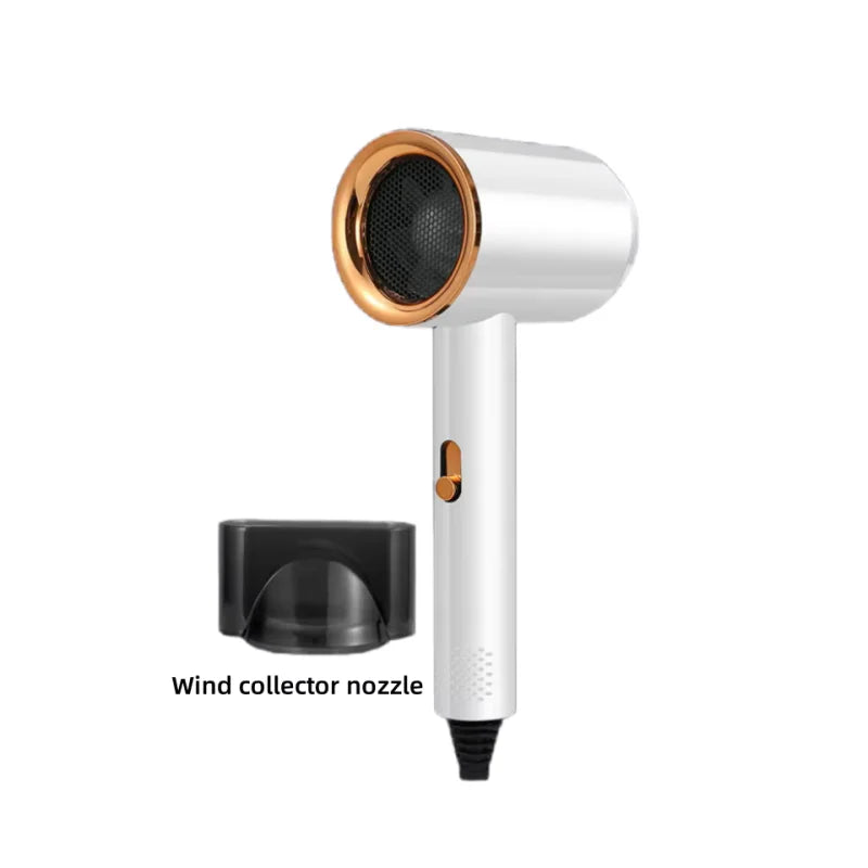 Negative Ionic Hair Dryer Blow Dryer With Concentrator Nozzle Hot Cold Wind Fast Drying Salon Household Hair Styling Tool Peaceful Pleasures Health and Wellness White