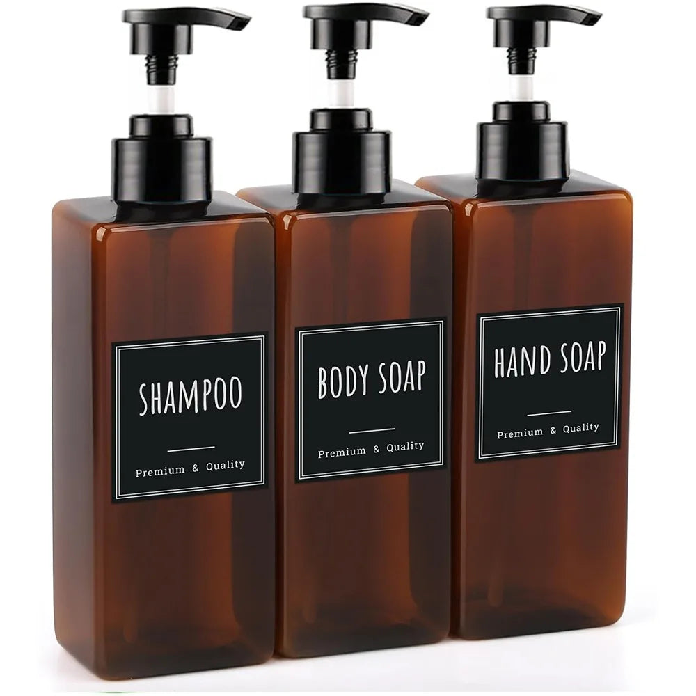 3-Pack 500ml Soap Dispenser Set with Labels | Bathroom