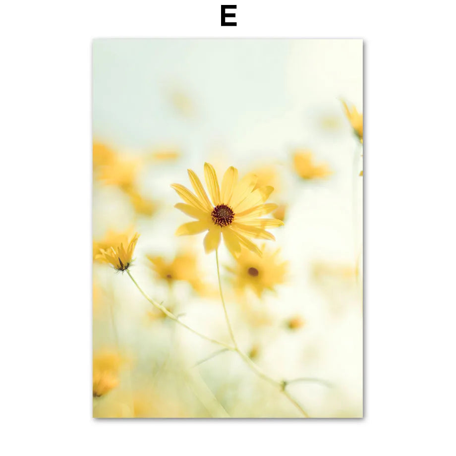 1pc frameless Canvas painting Yellow Idyllic Sunflower Girls Flower Nordic Posters And Prints Canvas Painting Wall Art Pictur Peaceful Pleasures Health and Wellness E 50x70cm Unframed