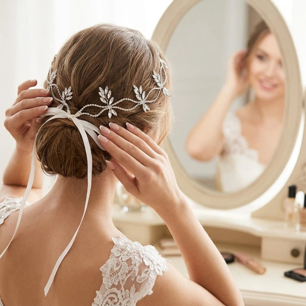 Bridal Hair Band With Rhinestones For Wedding Dress Elegant White Headpiece Peaceful Pleasures Health and Wellness