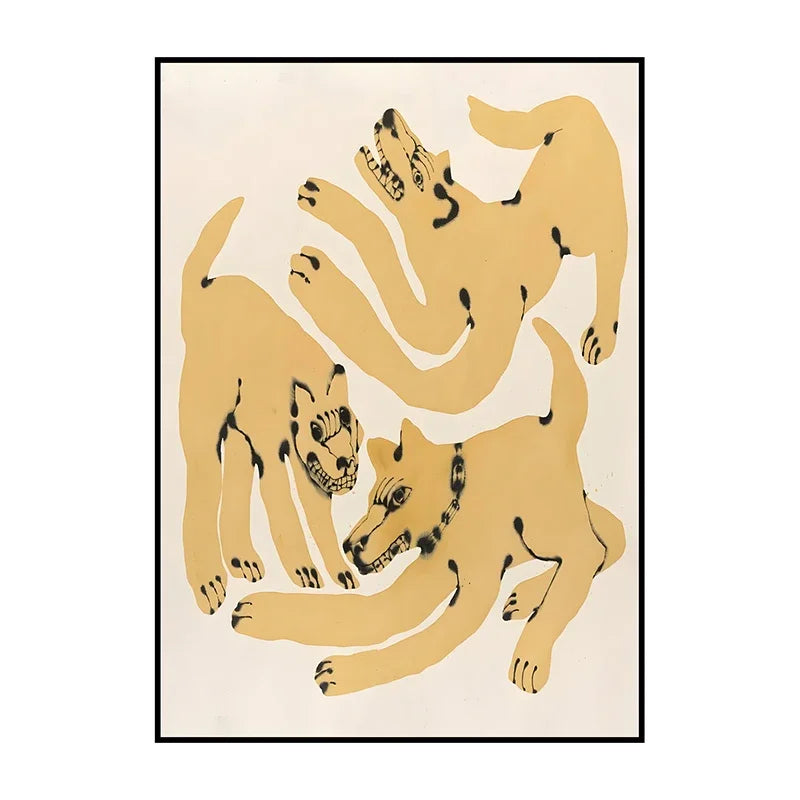 Abstract Classic Tiger in Blue Illustration Poster Wall Art Print Canvas Painting for Living Room Home Decoration Picture Peaceful Pleasures Health and Wellness
