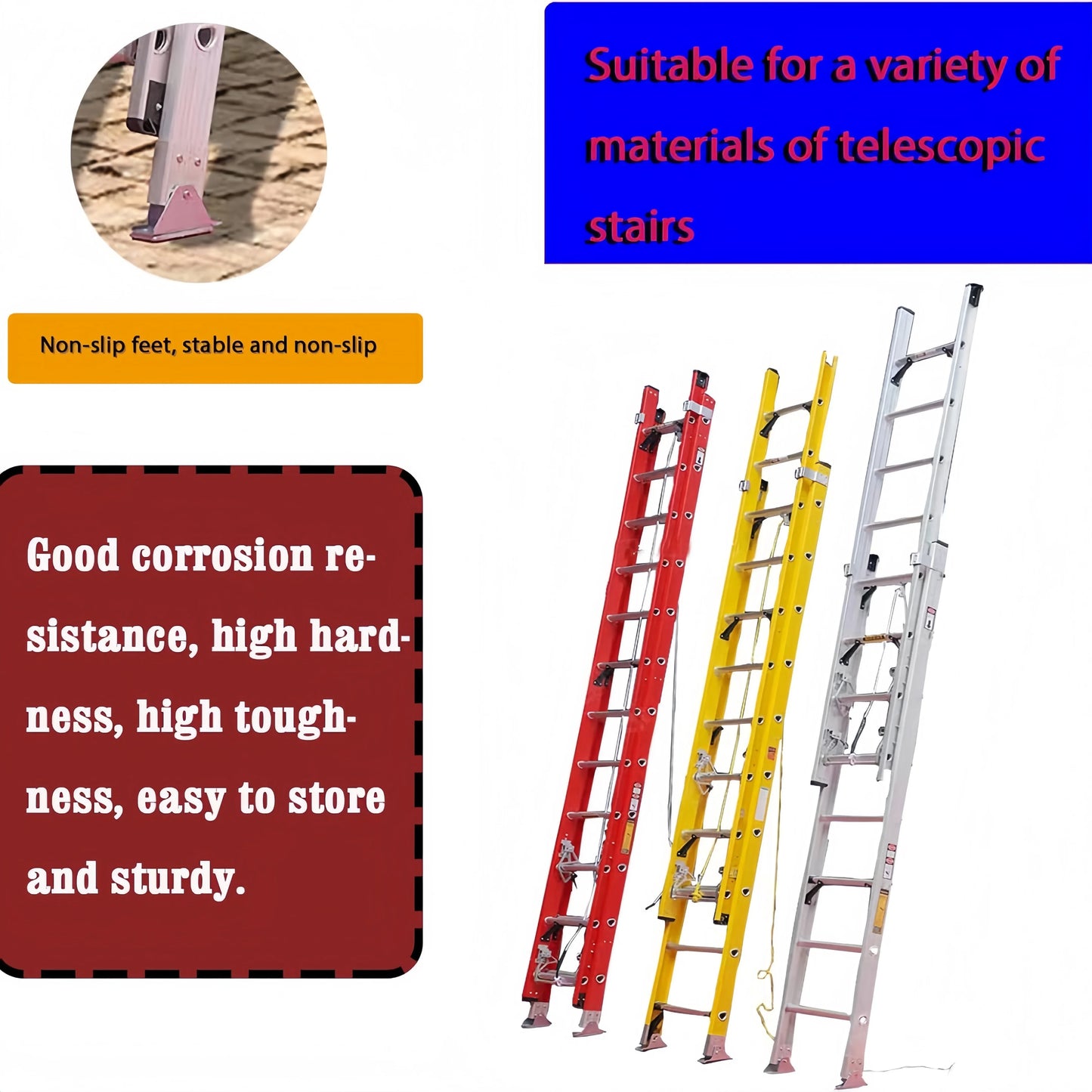 Shoe Extension Ladder Feet Anti-skid Parts Replacement Aluminum