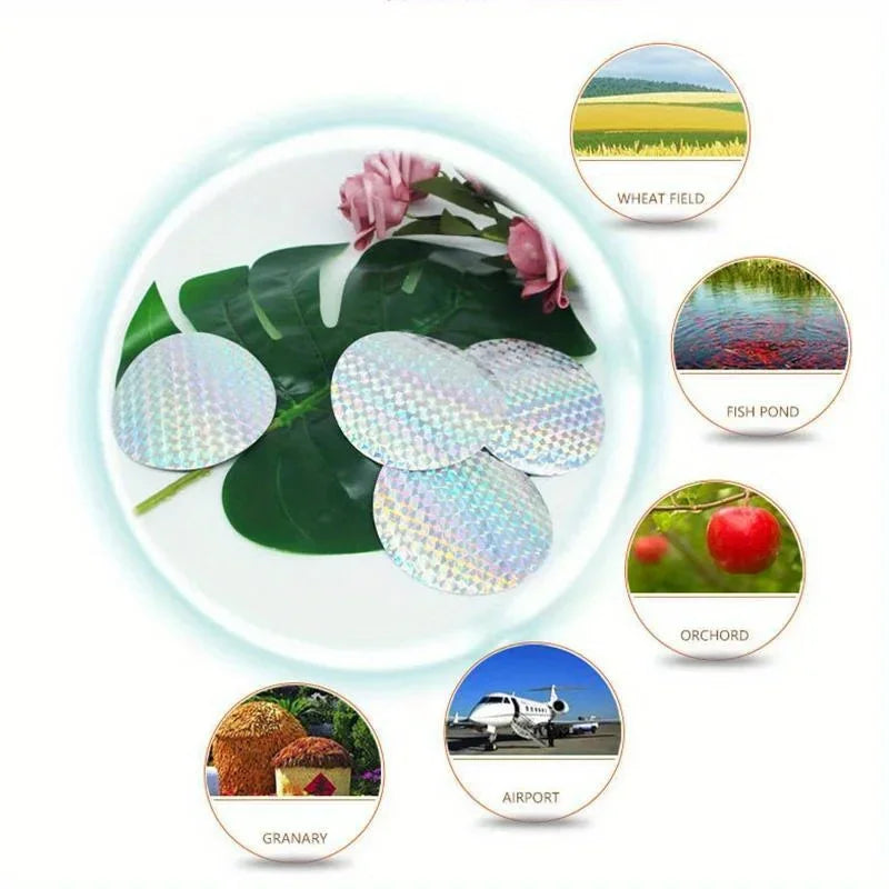 20 pcs Round Paste Type Bird Repellent Tape Reflective Anti Bird Scare Eflective Stick Tape Pigeon Farm Bird Chasing Tools Peaceful Pleasures Health and Wellness