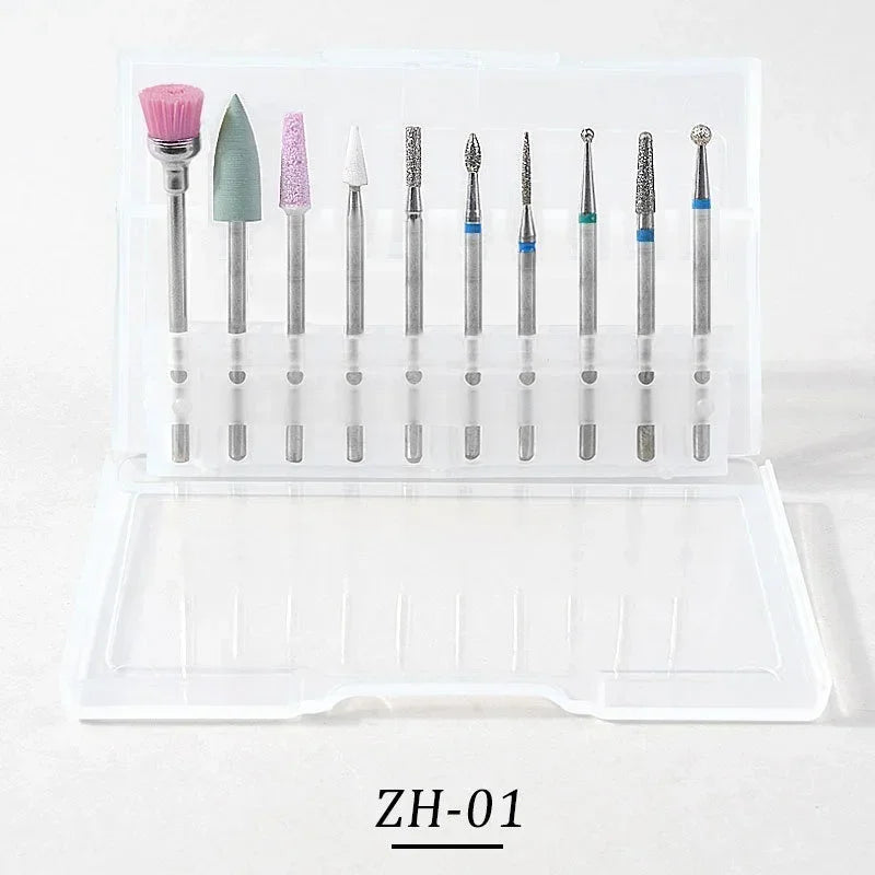 10Pcs Quality Diamond Milling Cutters for Manicure Electric Clean Foot Cuticle Nail Machine Nail Polishing Tool Peaceful Pleasures Health and Wellness