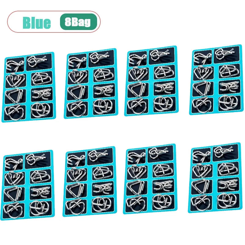 8-Piece Metal Interlocking Rings Brain Teaser Puzzle IQ Set