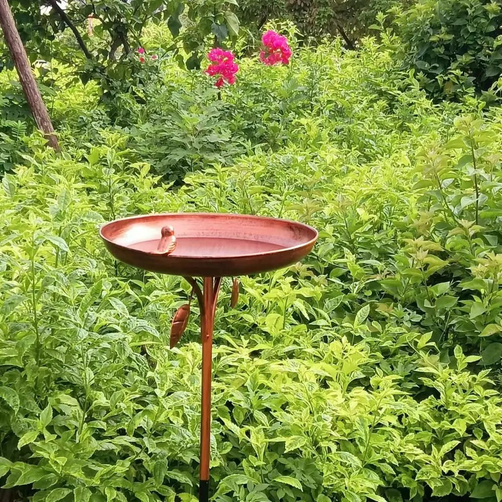 Retro Iron Bird Feeder & Bathtub – Large Capacity Metal Stand