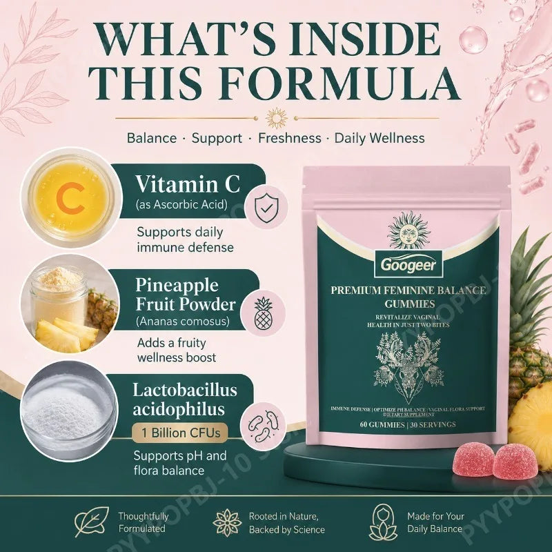 Googeer Feminine pH Balance Gummies | Vitamin C & Probiotics 60ct