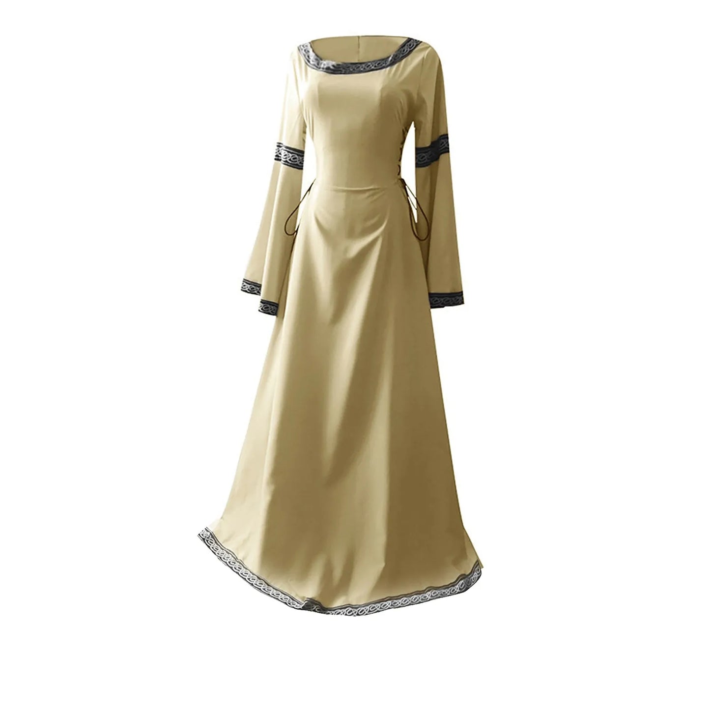 Women's Medieval Renaissance Trumpet Sleeve Lace Maxi Gown