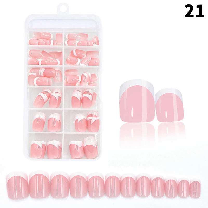 120pc Nude Pink Matte French Press-On Nails | Extra Long Square