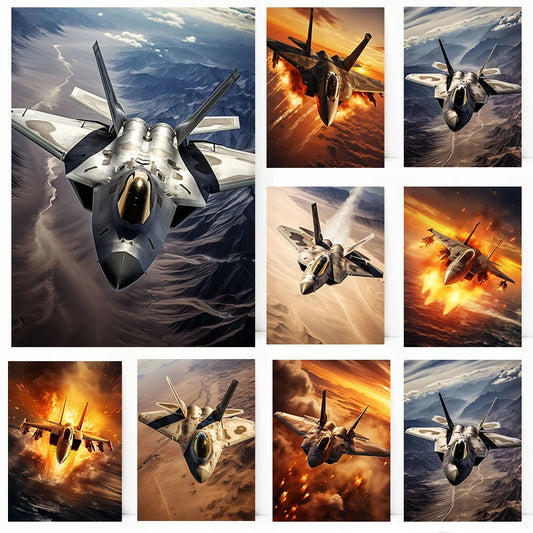 Military Fighter Jet Canvas Wall Art | Aviation Poster Decor Canvas Wall Art Peaceful Pleasures Health and Wellness