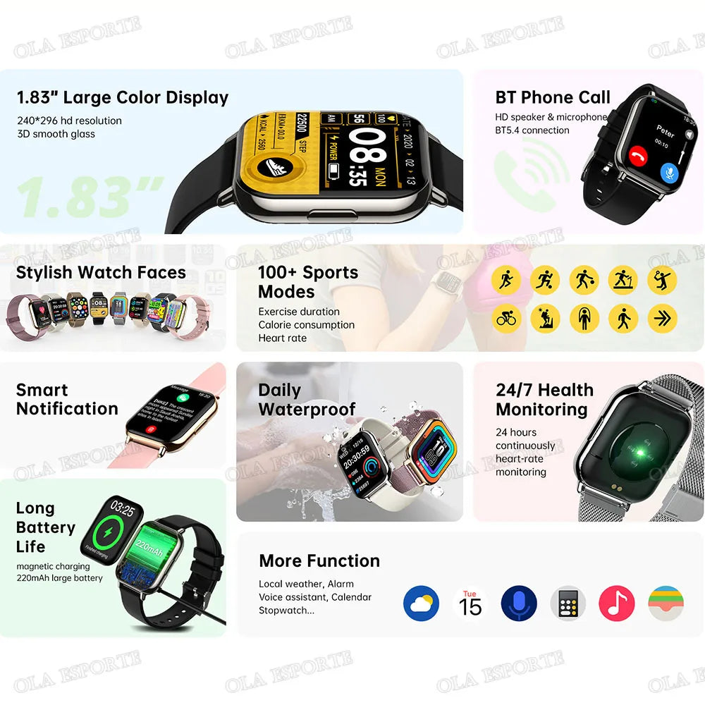 HW12 Smart Watch – Bluetooth Calling, Heart Rate & Fitness
