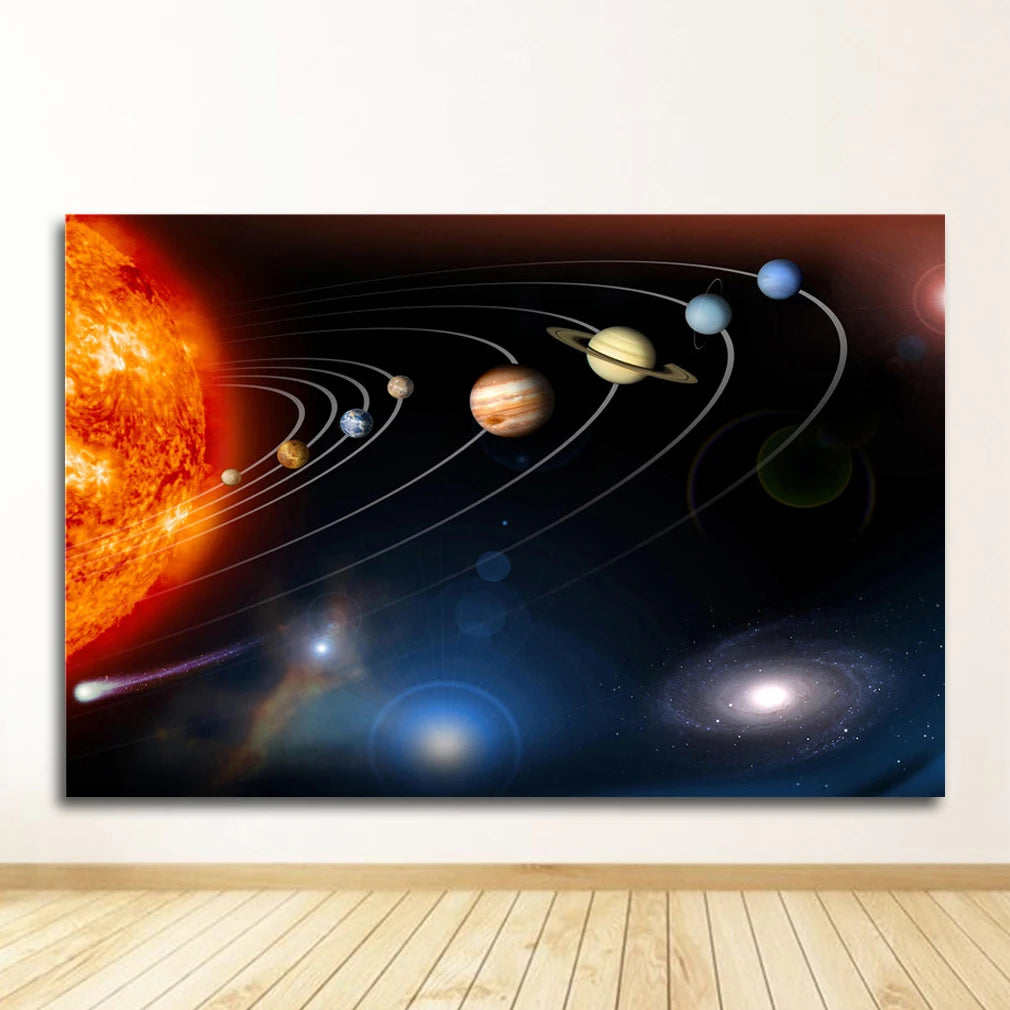 Space Galaxy Canvas Wall Art – Astronaut Planet Universe Poster