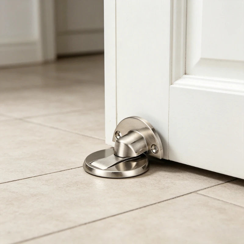 1pc Punch-Free Invisible Magnetic Door Stopper Metal Windproof Self-Locking Mechanical Door Stop Peaceful Pleasures Health and Wellness