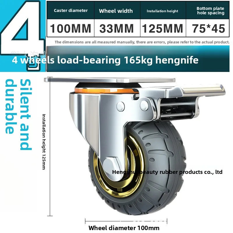 3/4/5 Inch Silent Swivel Rubber Caster Wheel – Heavy Duty