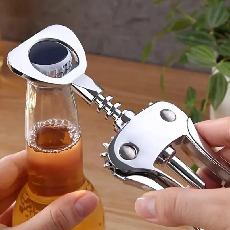 Wing Corkscrew Wine Opener – Zinc Alloy & Stainless Steel Multifunctional Bottle Opener