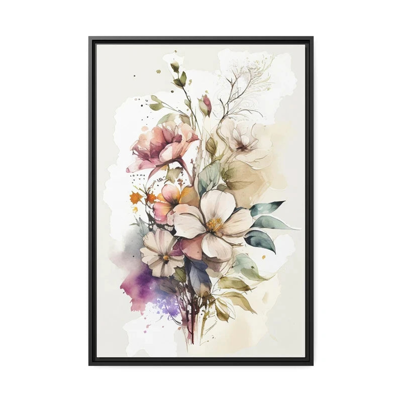 Colorful Flowers Watercolor Canvas Wall Art Print | Unframed