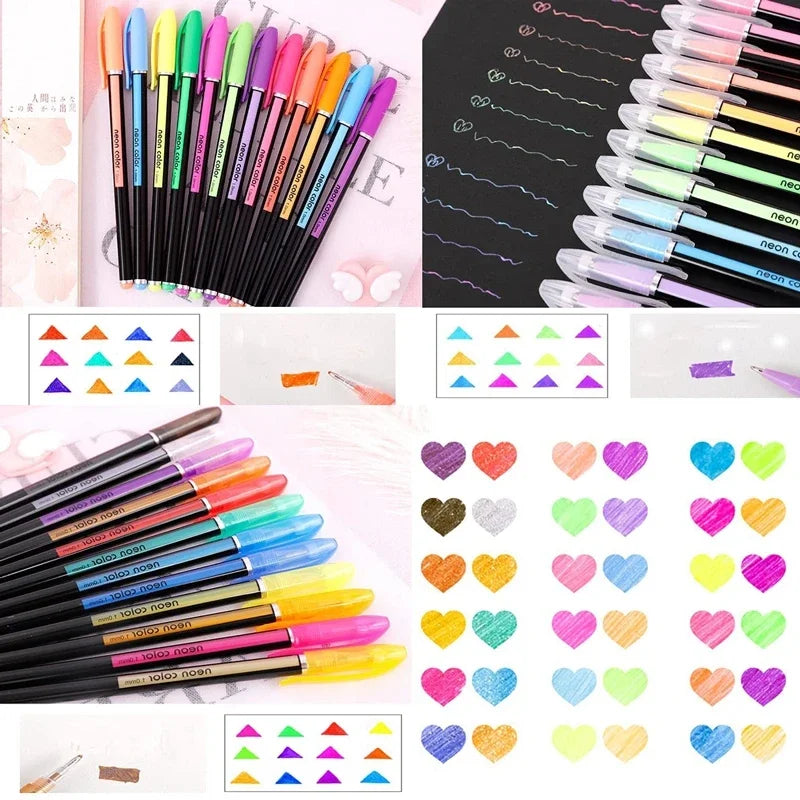 Metallic Glitter Gel Pens 12/24 Colors – Art, Journals & School