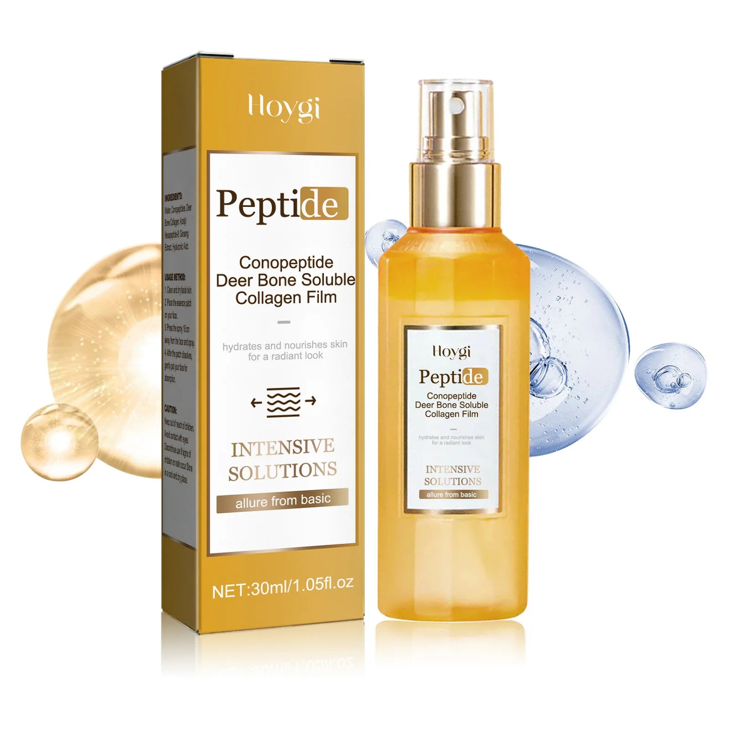 Peptide Anti Aging Spray Firming Lifting Reduce Fine Lines Lighten Pigmentation Whitening Spots Nourishing Wrinkle Removal Serum Peaceful Pleasures Health and Wellness 30ml Boxed