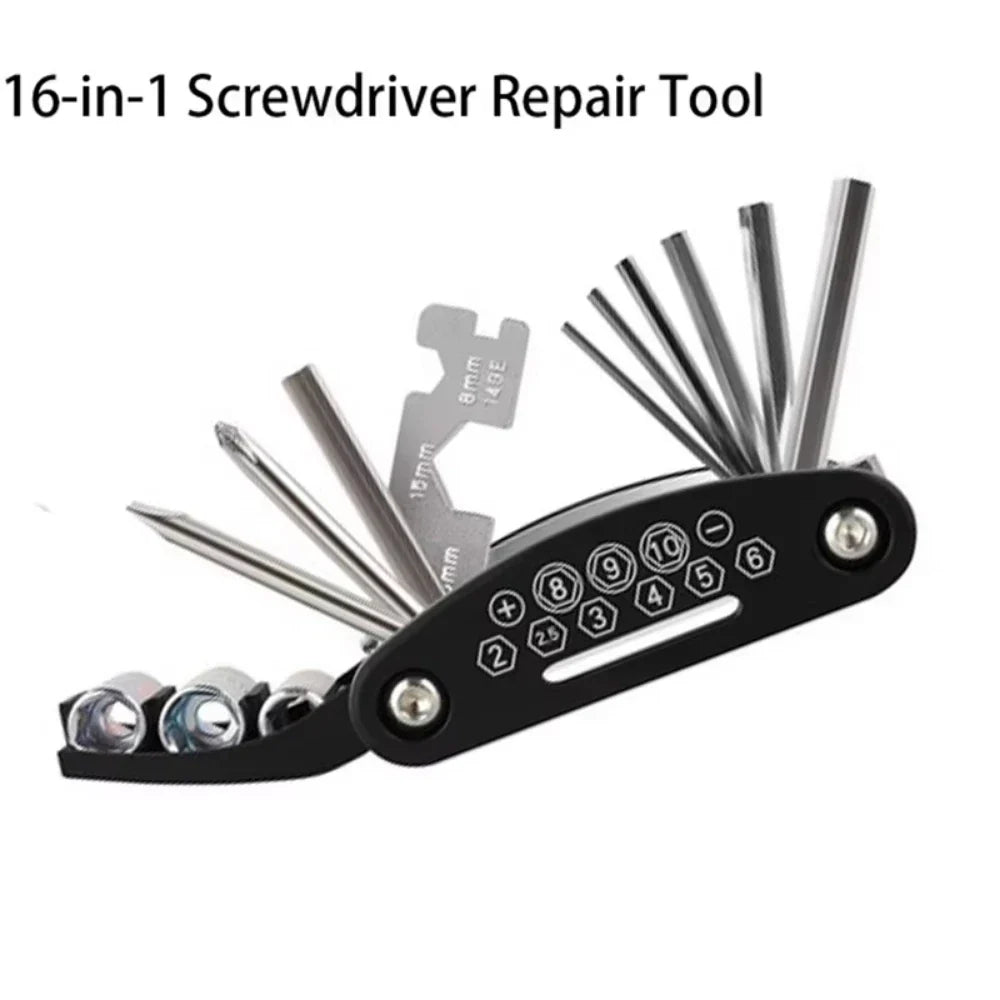 16-in-1 Bicycle Repair Tool Kit – Hex Wrench, Screwdriver & More