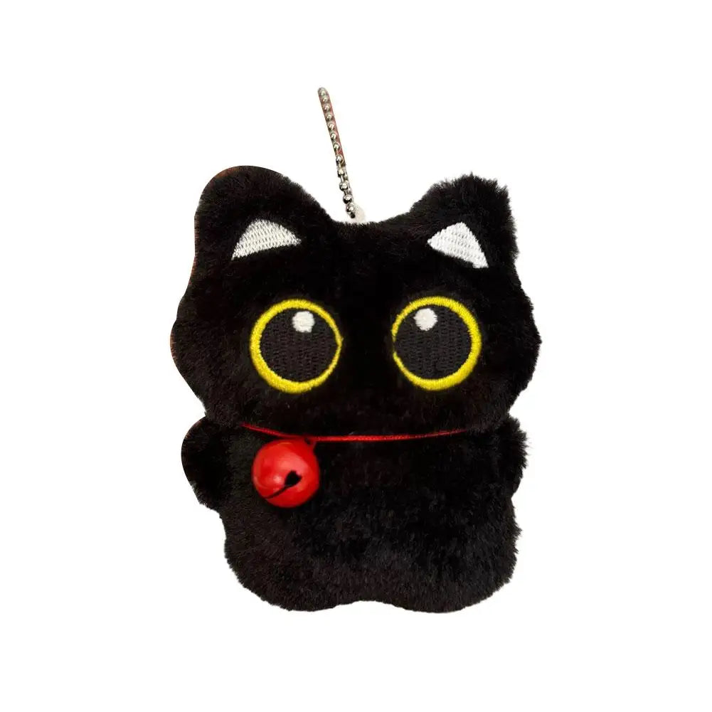 Squeaky Black Cat Keychain Cute Plush Kitten Bag Charm Squeaker Sound