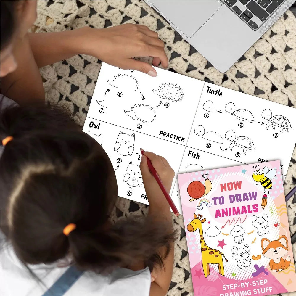 How Draw Animal Cartoon Sketch Book Kids Fun Doodles Coloring Early