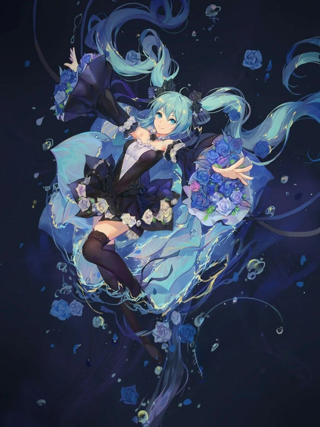 Amine H-Hatsunes-M-Miku Girls Poster Hatsune Miku art decoration Wall Art Sticker For Bar Living Room Decor Gift Peaceful Pleasures Health and Wellness