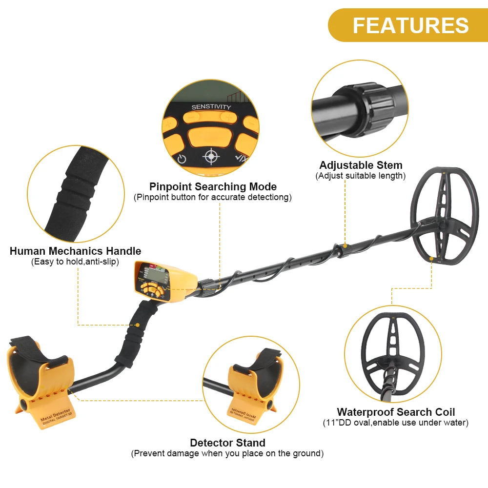 Tanxunzhe TC-500 Metal Detector 100CM Waterproof Underground Professional Gold Detector for Adults Treasure Finder Pinpointing Peaceful Pleasures Health and Wellness