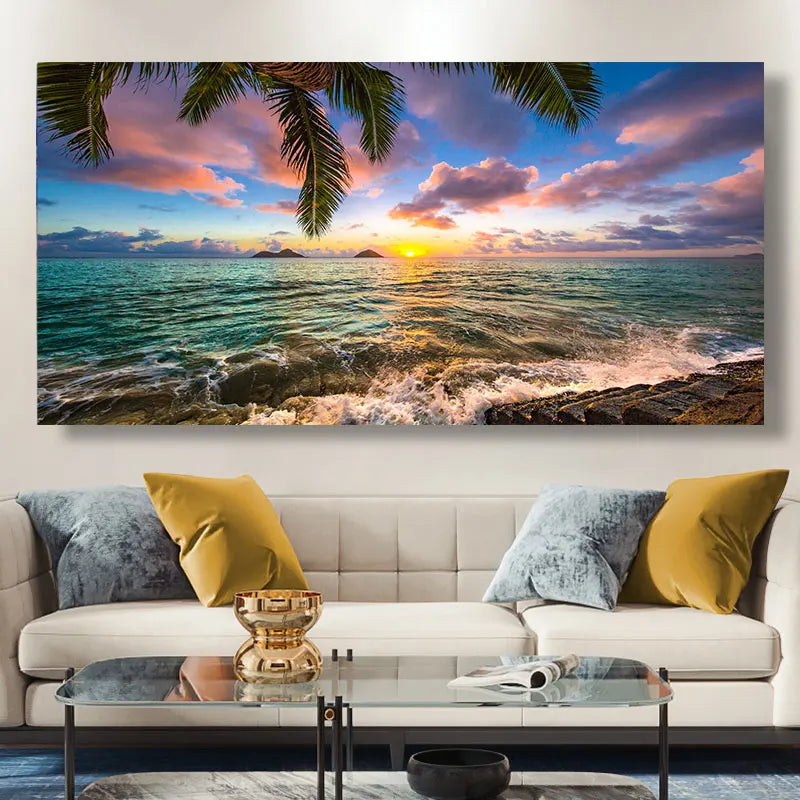 Natural Modern Seascape Wall Pictures Landscape Beach Sea Ocean Canvas Painting Wall Art Posters for Living Room Decor Cuadros Peaceful Pleasures Health and Wellness