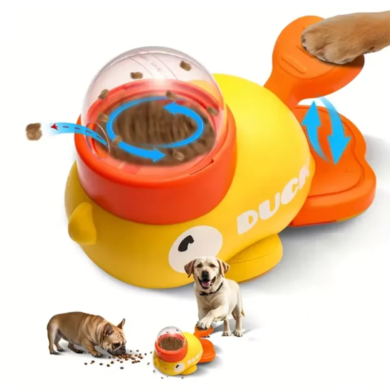 Dog Cat Pet Feeder Little Yellow Duck Interactive Puzzle Feeding