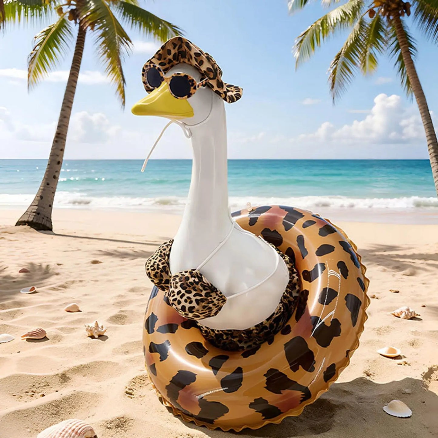 23" Porch Goose Leopard Bikini Outfit Set – Hat & Sunglasses