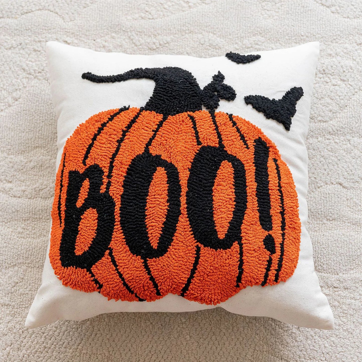 Battilo Halloween Decorative Pillow Cover Orange Pumpkin Cushion Case for Sofa Couch Linen Cotton Pillowcase for Home Fall Decor Peaceful Pleasures Health and Wellness Orange 45x45cm