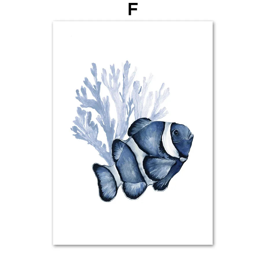 Ocean Animals Canvas Wall Art Print – Kids Room Decor