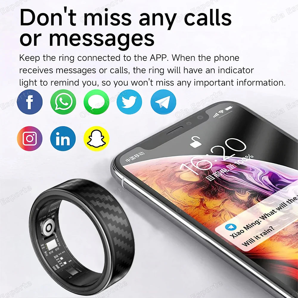 Ola Esporte Smart Ring – Heart Rate, SpO₂ & Call Alert 5ATM