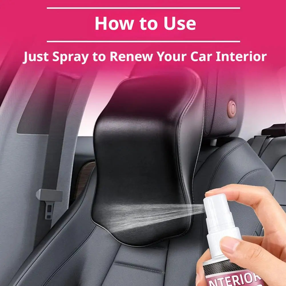 Car Renew Polishing Cleaner Instrument Panels Leather Seats Plastic Surface Cleaning Protecting Car Interiors Rinse-free Spray Peaceful Pleasures Health and Wellness