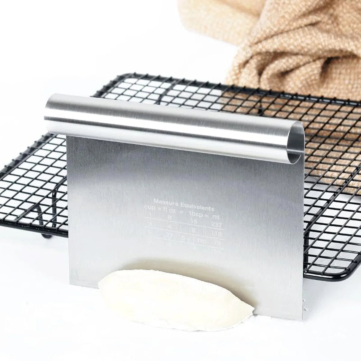 Leeseph 1PC Dough Scraper/Cutter/Chopper Stainless Steel Polished with Measuring Scale, Multipurpose- Cake, Pizza Cutter Peaceful Pleasures Health and Wellness
