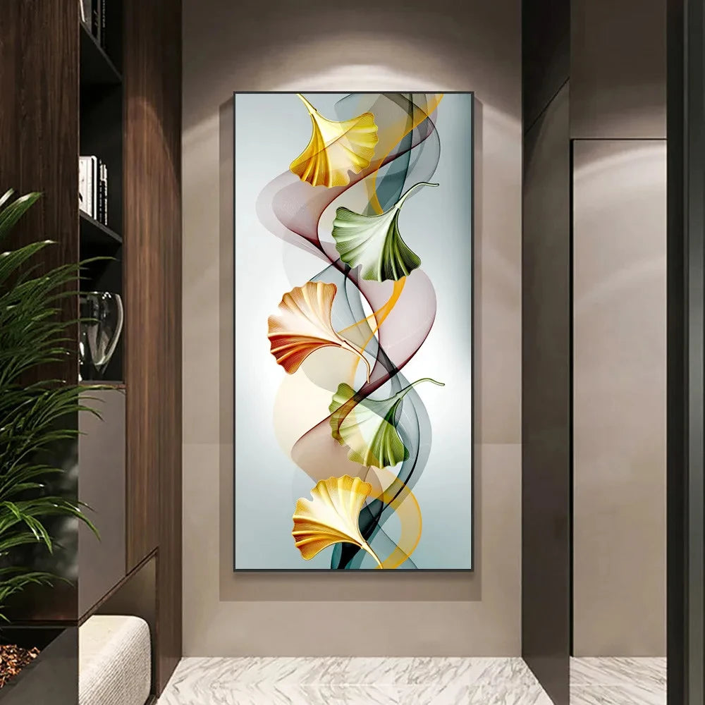 Abstract Luxury Flowers Canvas Painting, Golden Rich Tree, Wall Art Posters Money Tree Prints, Living Room, Porch, Home Decor Peaceful Pleasures Health and Wellness fj5 3 40x80cm