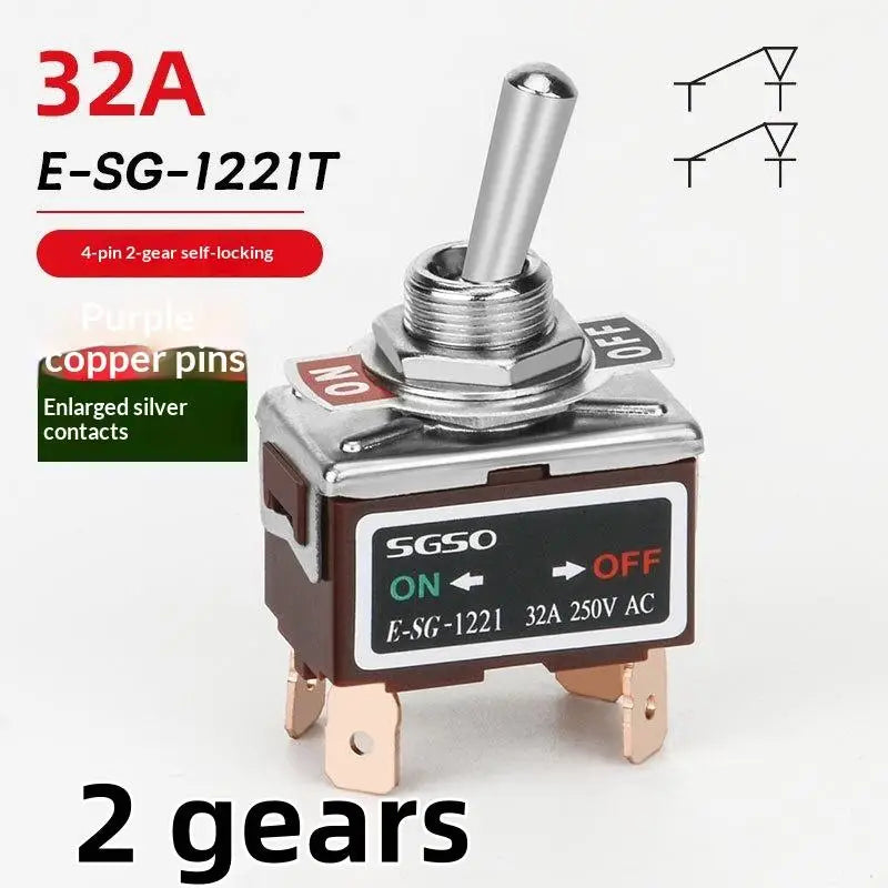 32A 250VAC Rocker Toggle Switch 2/3/4/6 Pin | Brass Screw