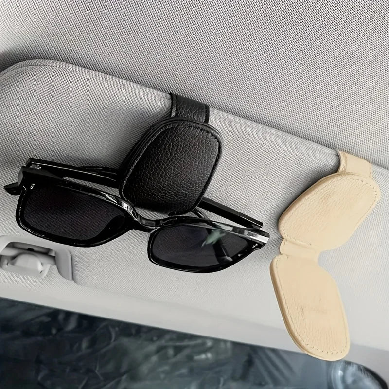 1 Universal Car Sun Visor Eyeglass Holder PVC Leather Material Stand
