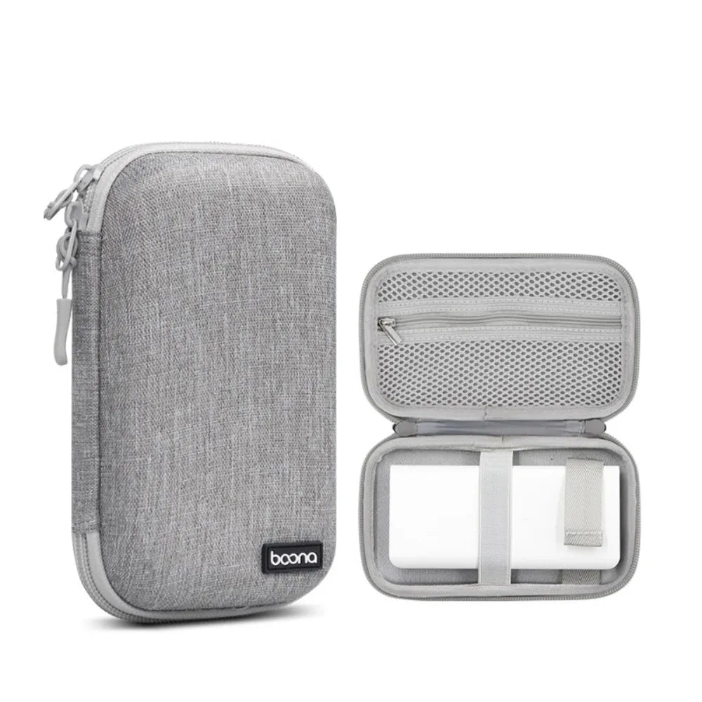 Hard EVA Power Bank Storage Bag Large Capacity Dust Proof Cable Organizer Pouch Shockproof Multi-Function Peaceful Pleasures Health and Wellness grey small