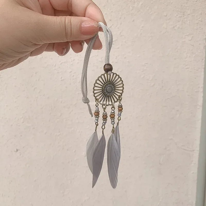 Mini Dream Catcher Handcraft Car Pendnat Feather Wind Chimes Girls Room Wall Hanging Home Decoration Keychain Birthday Gifts NEW Peaceful Pleasures Health and Wellness