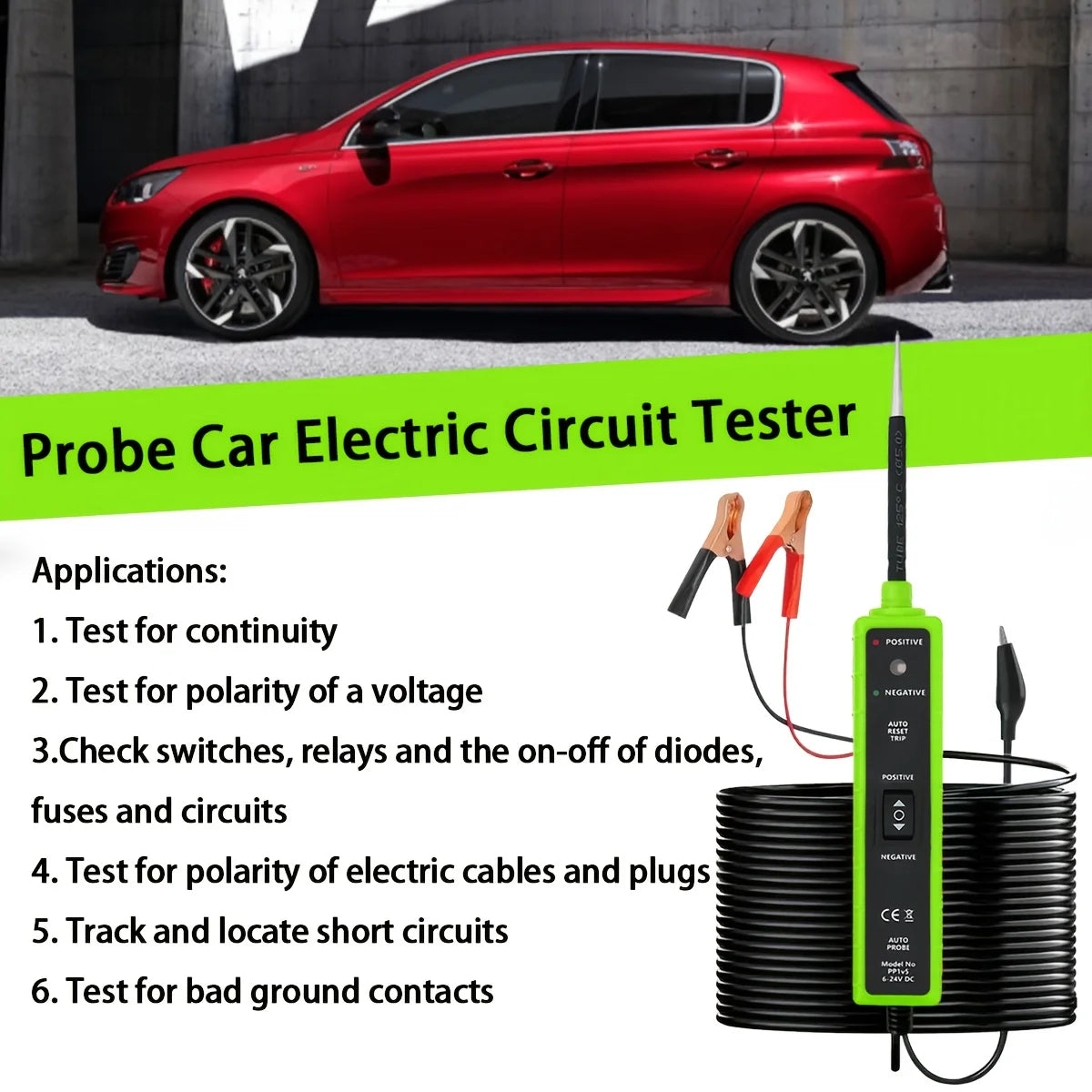 Multifunctional Automotive Circuit Tester with Led Display and Buzzer Alarm - Made of Durable Abs Material, No Batteries Required, Suitable for Cars, Trucks, Motorcycles, Rvs, Boats - Designed for Professional Electricians an Peaceful Pleasures Health and Wellness