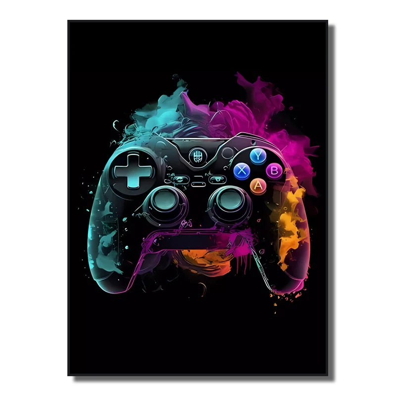 Neon Red Video Game Character Canvas Wall Art | Unframed Poster