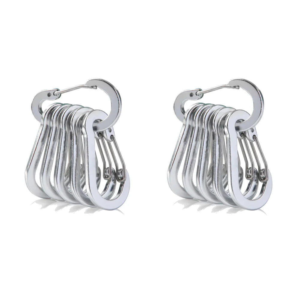 6/12Pcs Aluminum Alloy Carabiner Keychain Outdoor Camping Climbing Hiking Snap Clip Lock Buckle Hook Fishing Accessories Peaceful Pleasures Health and Wellness Silver 12PCS